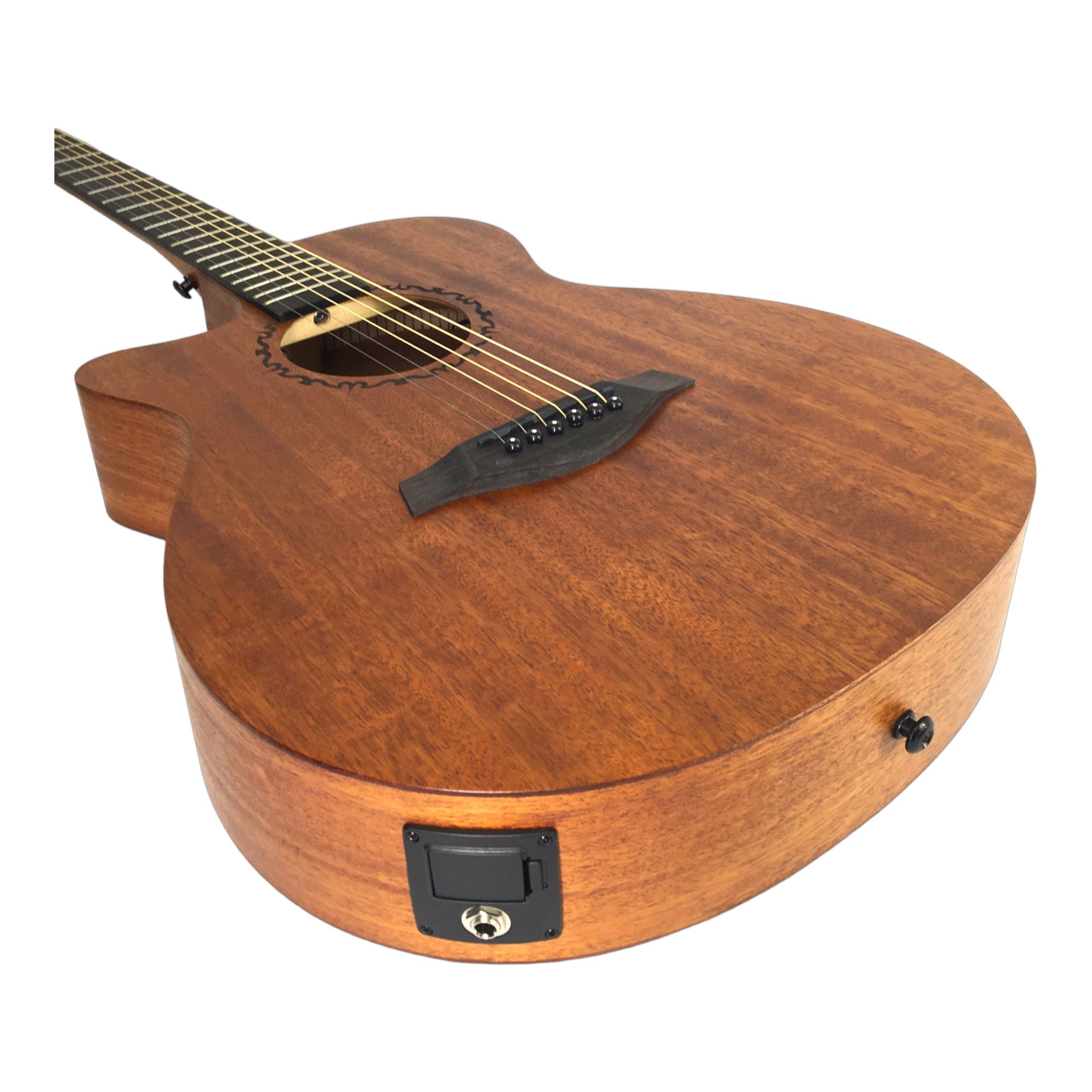 Caraya SAFAIR40CEQLH Left-Handed Thin-Body Built-In Pickups/Tuner Acoustic Guitar - Natural + 10W Amp. (Optional)