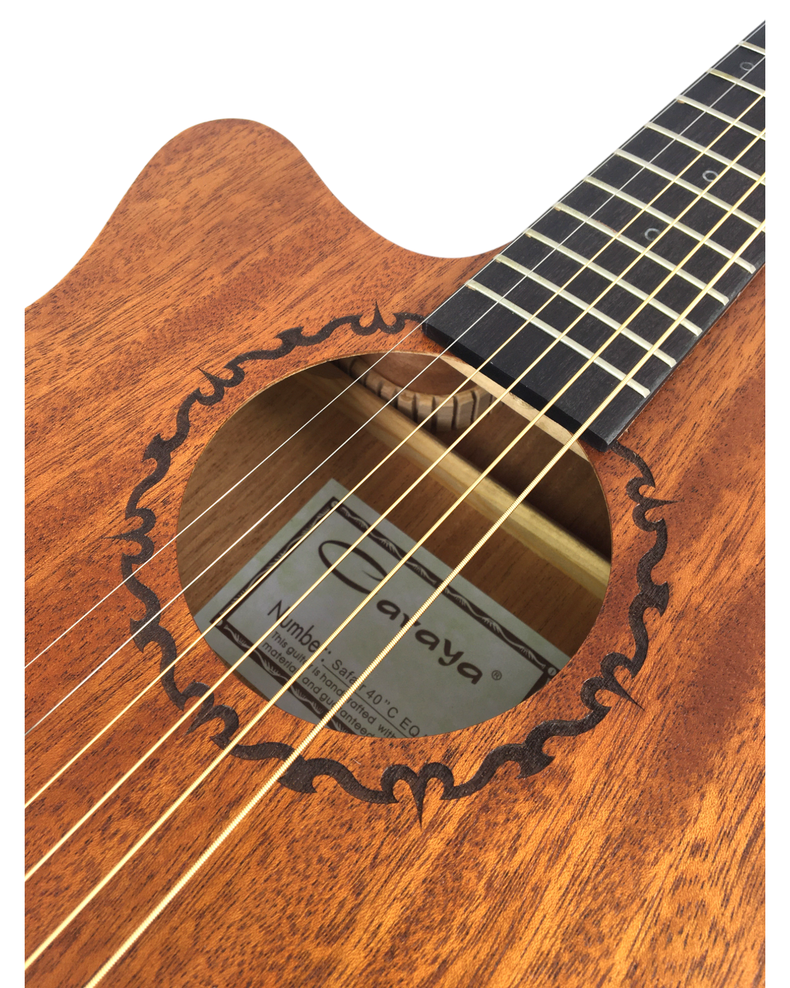 Caraya safair 40-CEQ All-Mahogany Parlor Acoustic Guitar w/EQ + Gig Bag  +Strings