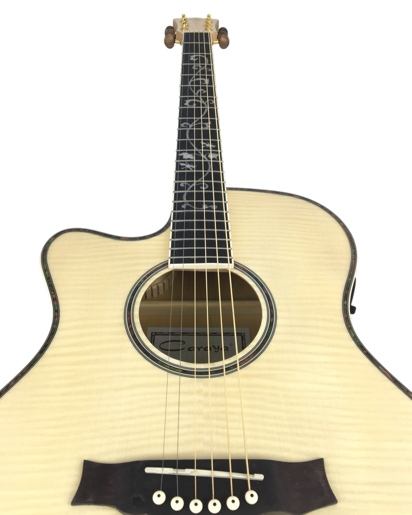 Caraya Left-Handed All Maple Built-In Pickups/Tuner Acoustic Guitar - Natural SDG837CEQNLH