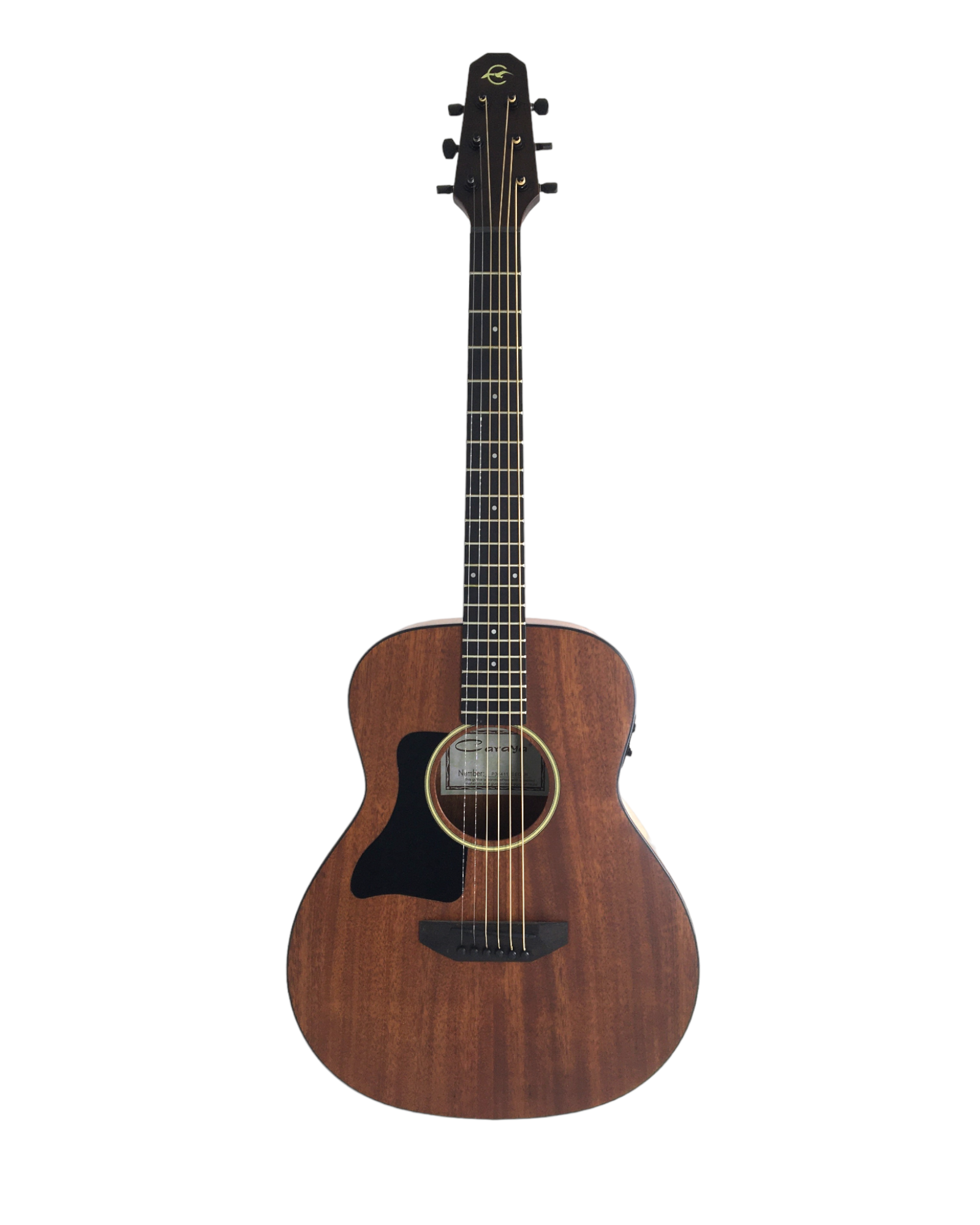 Caraya P304111SEQLH Left-Handed 3/4 Traveller Solid Mahogany Acoustic Guitar w/ Built-In Tuner, Pickup & Padded Bag