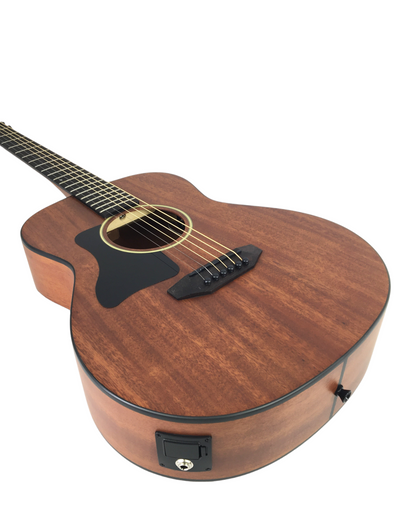 Left Hand Caraya 36″ (3/4) Solid Mahogany Top Acoustic Guitar w/EQ +10mm Padded Bag, String, Tuner and Picks
