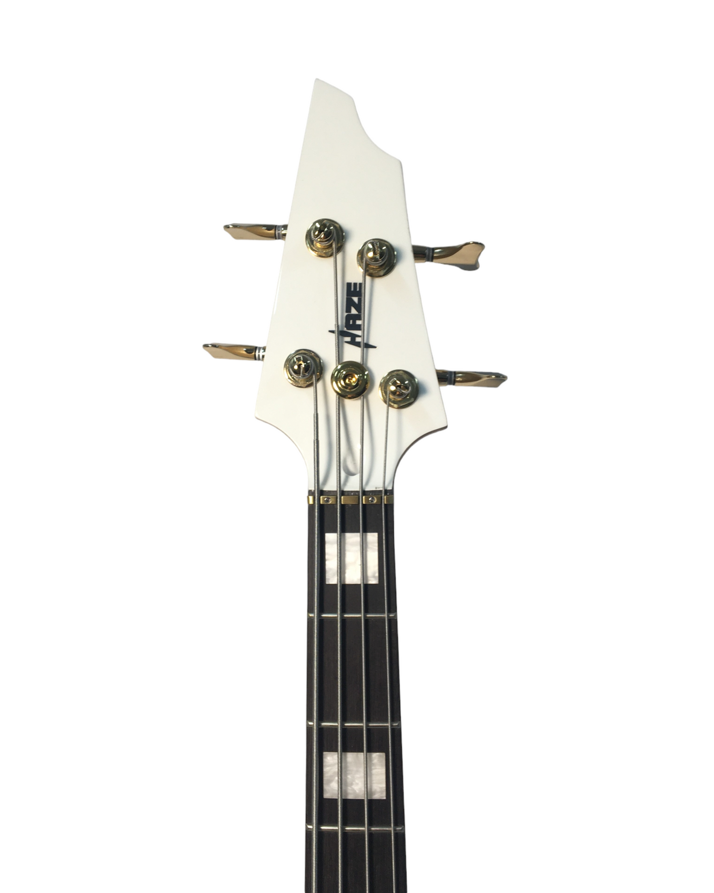 Haze Active Single-Coil Solid Mahogany Hybrid Electric Bass Guitar - White HYBRID4PWH