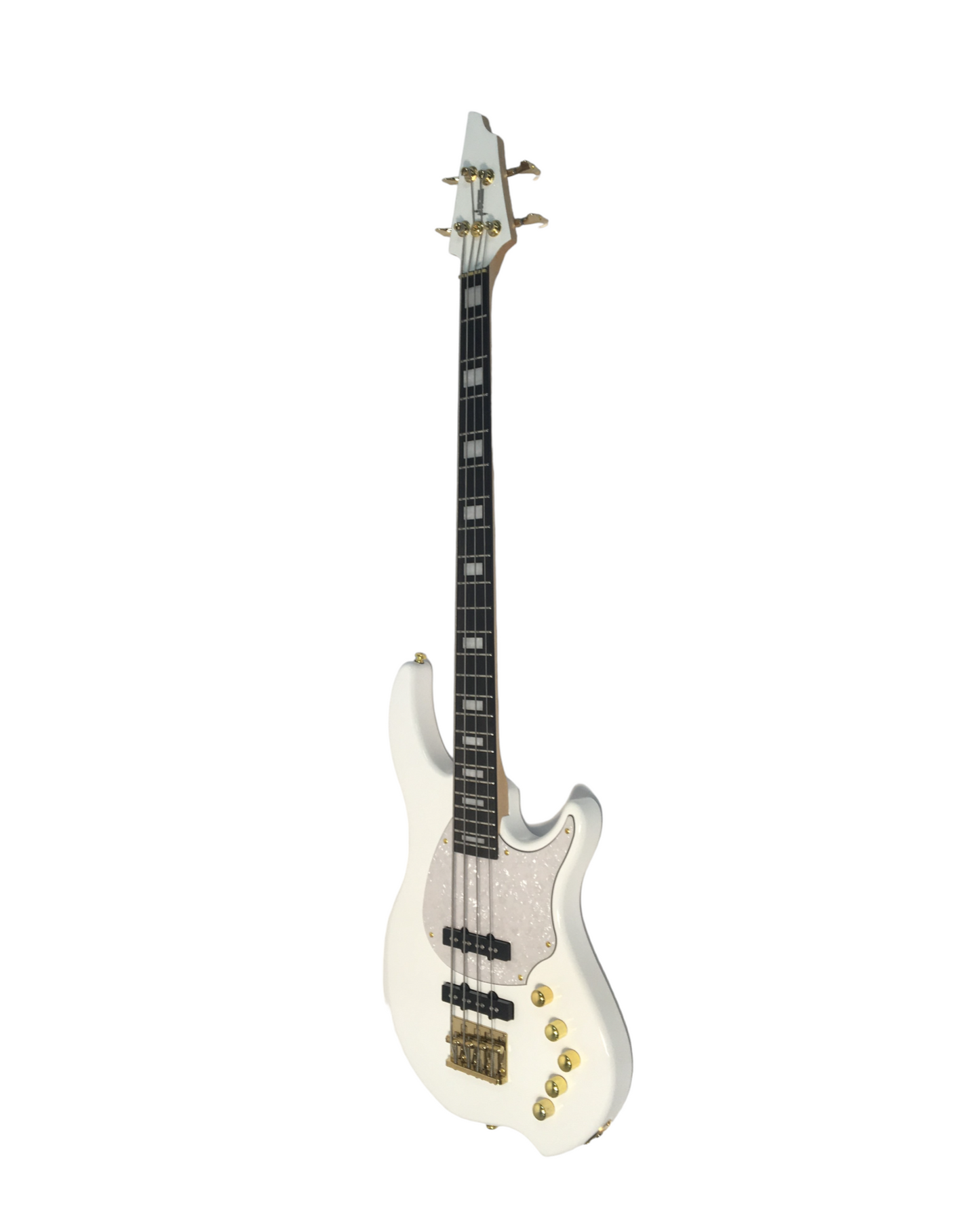 Haze Active Single-Coil Solid Mahogany Hybrid Electric Bass Guitar - White HYBRID4PWH