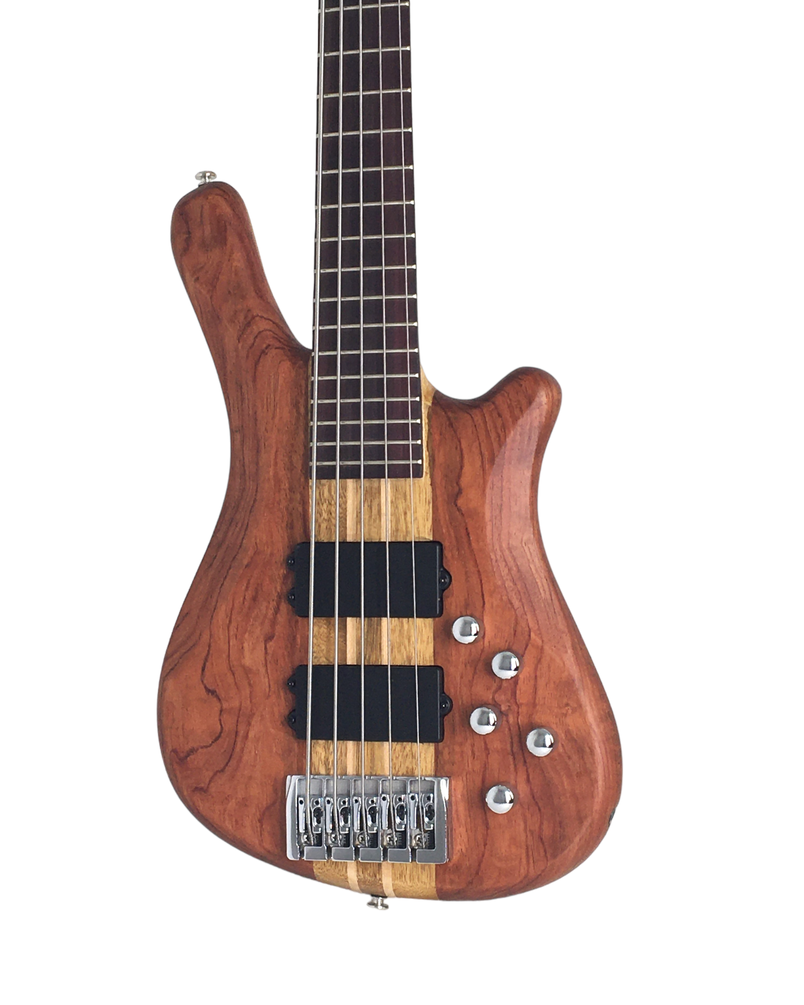 Haze 5-String Active Humbucker Padauk Wood WR Electric Bass Guitar - Natural SBG368N