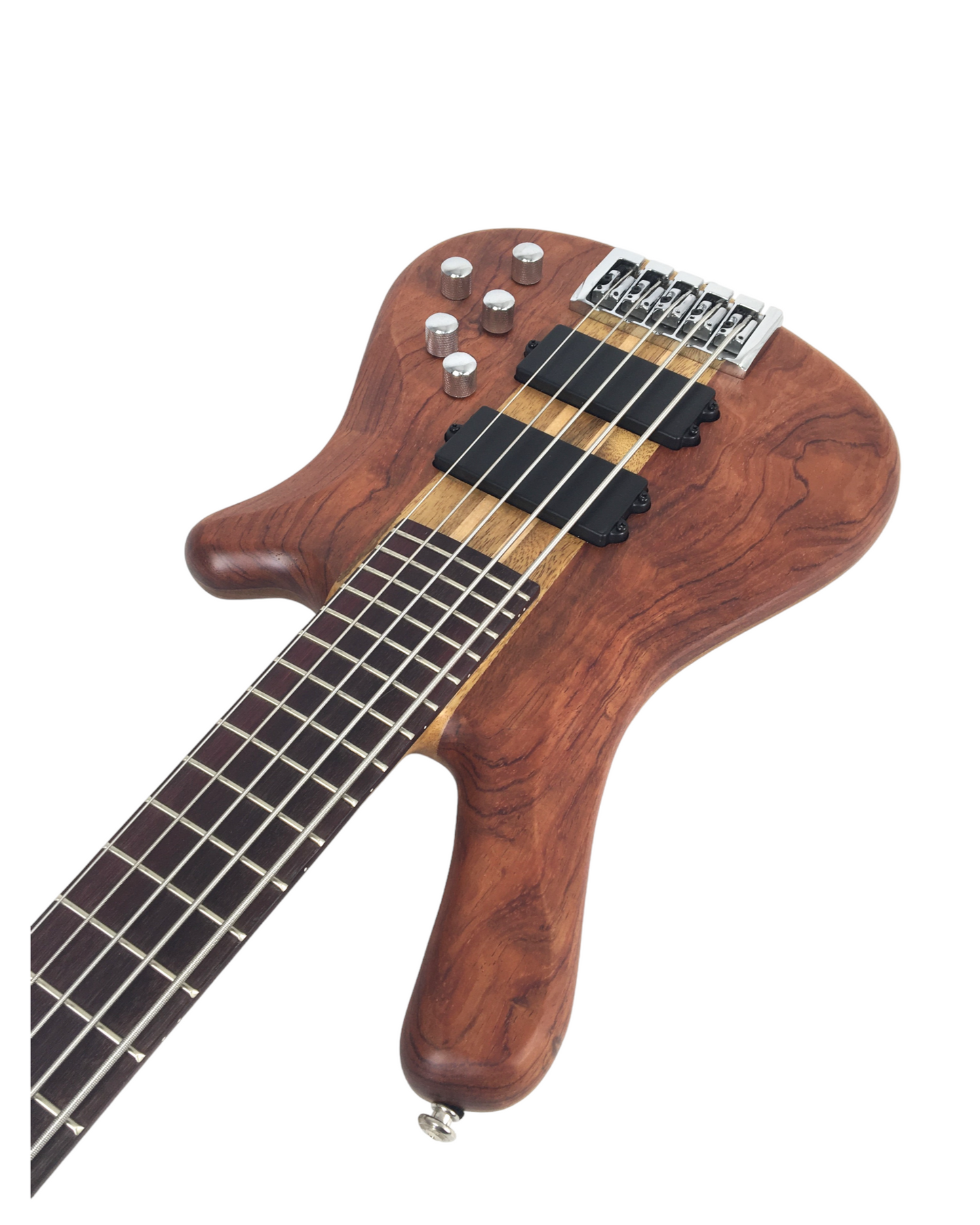 Haze 5-String Active Humbucker Padauk Wood WR Electric Bass Guitar - Natural SBG368N