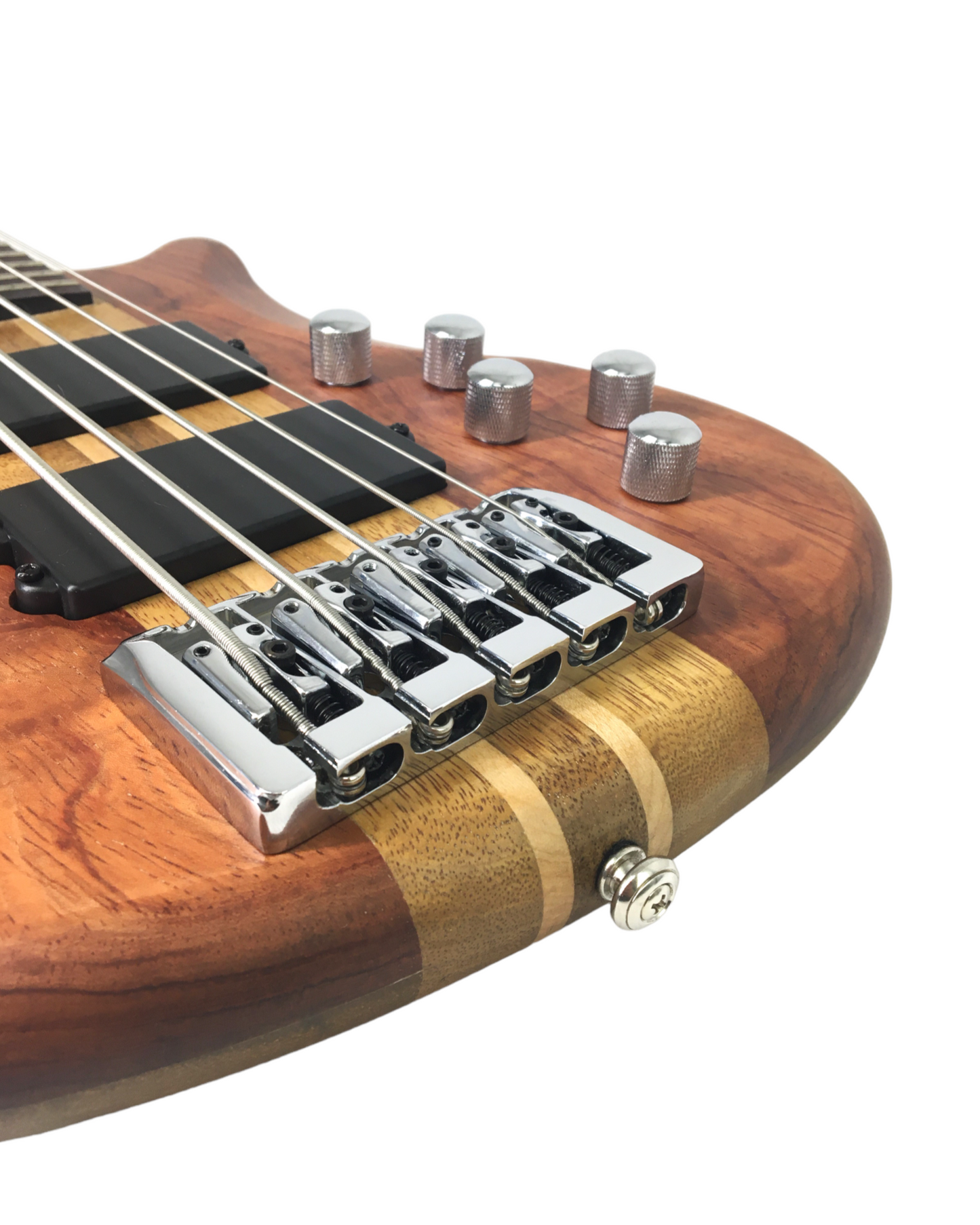 Haze 5-String Active Humbucker Padauk Wood WR Electric Bass Guitar - Natural SBG368N