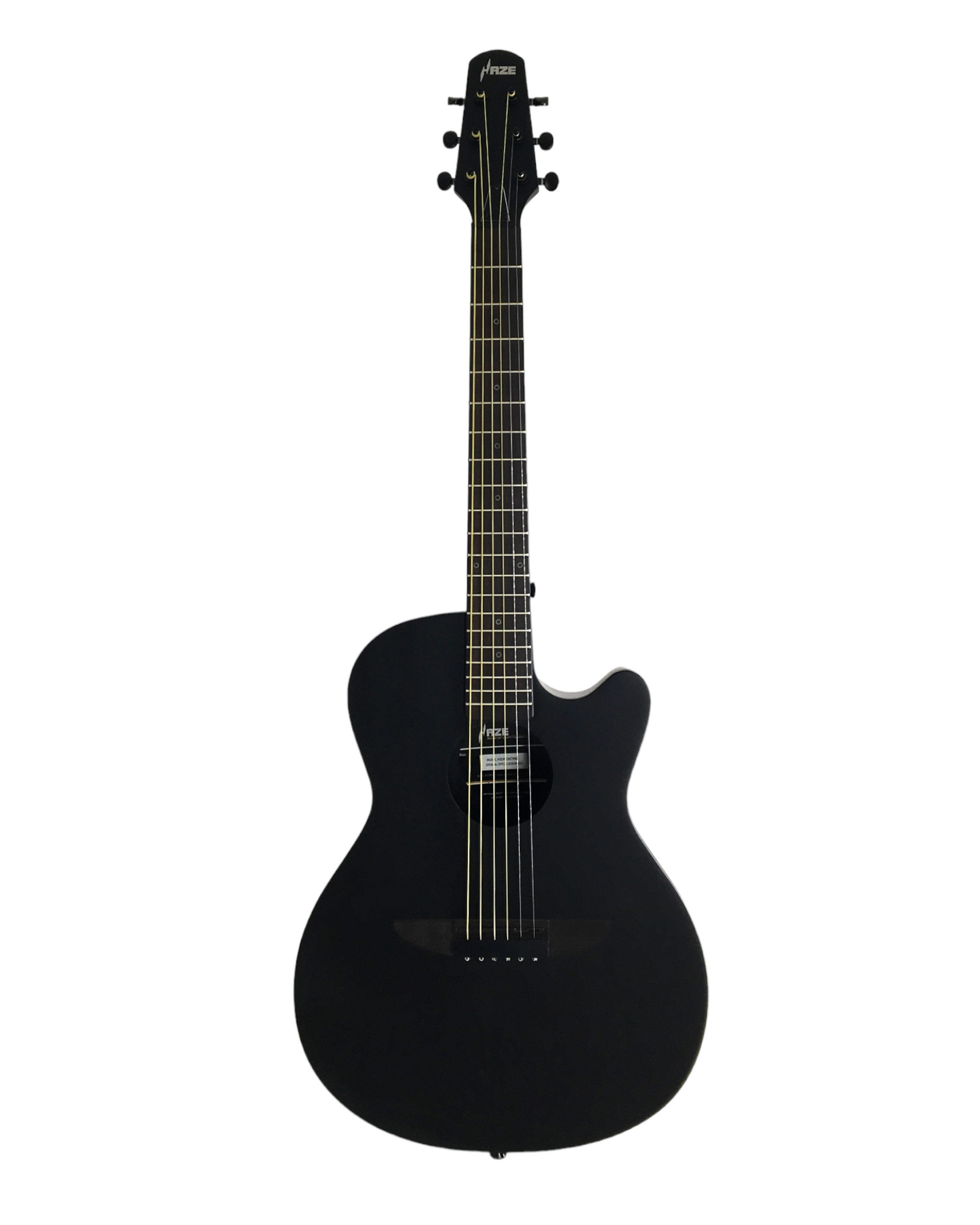 Haze Roundback 38" Traveller Built-In Pickups Acoustic Guitar - Black HSDP836CMBK