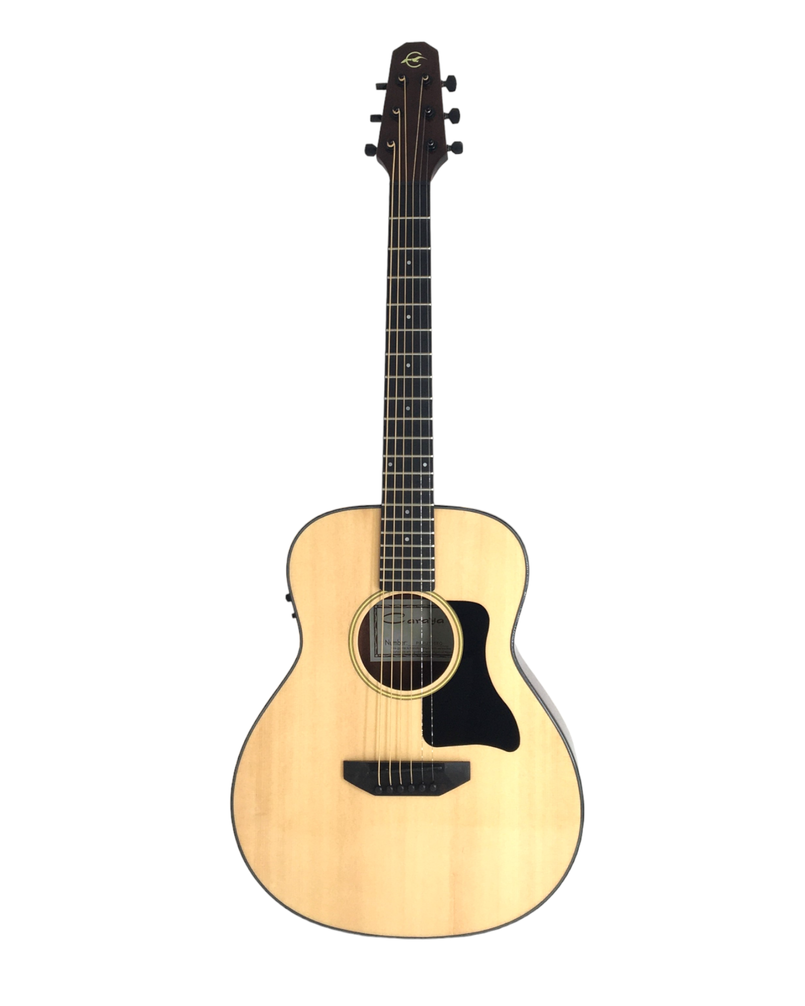 Caraya P301210SEQ 3/4 Traveller Solid Spruce Built-In Pickups/Tuner Acoustic Guitar - Natural