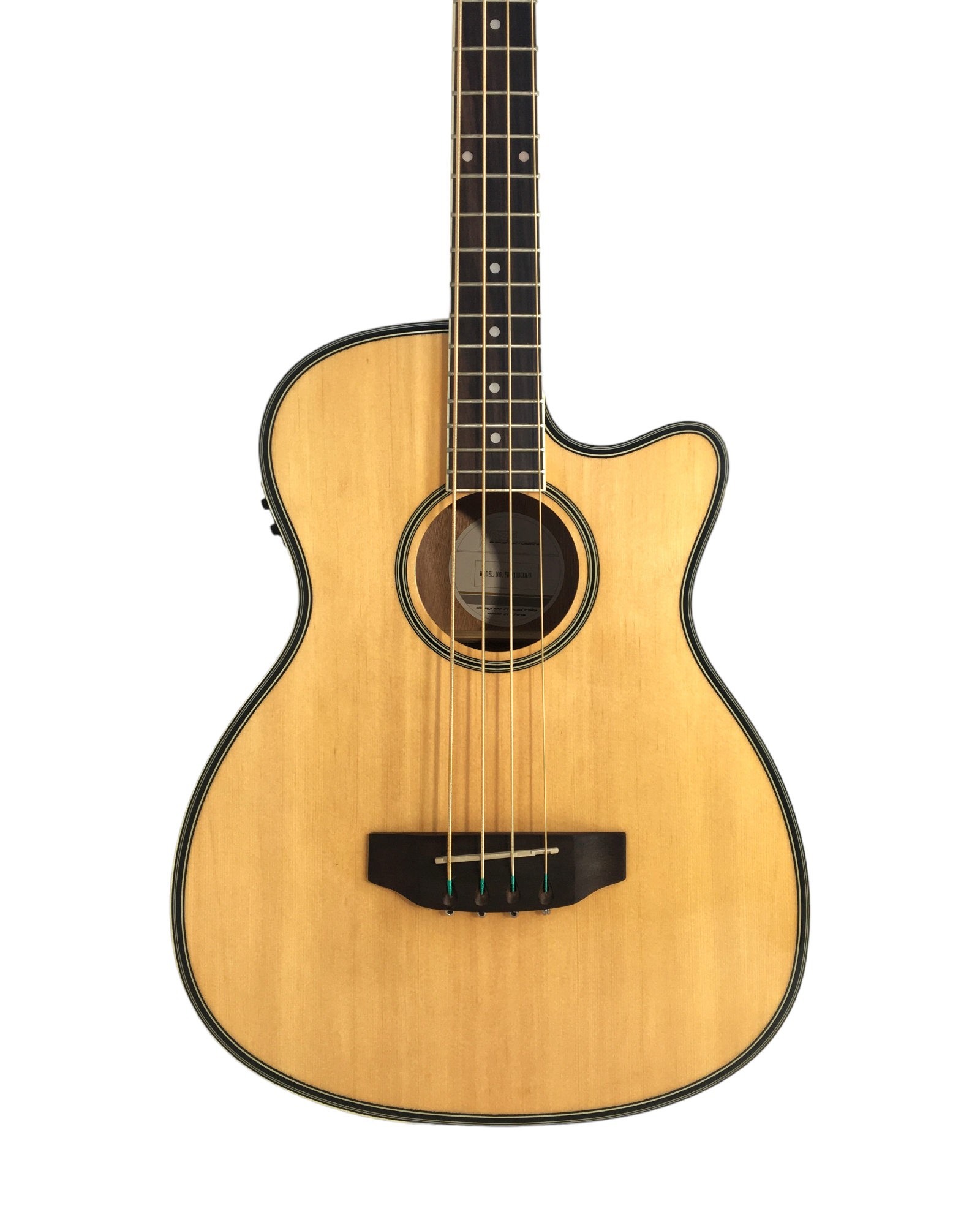 Haze FB711BCEQN44 4-String Electric-Acoustic Bass Guitar, Natural + Free Gig Bag, picks and strap