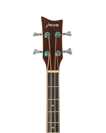 Haze FB711BCEQN44 4-String Electric-Acoustic Bass Guitar, Natural + Free Gig Bag, picks
