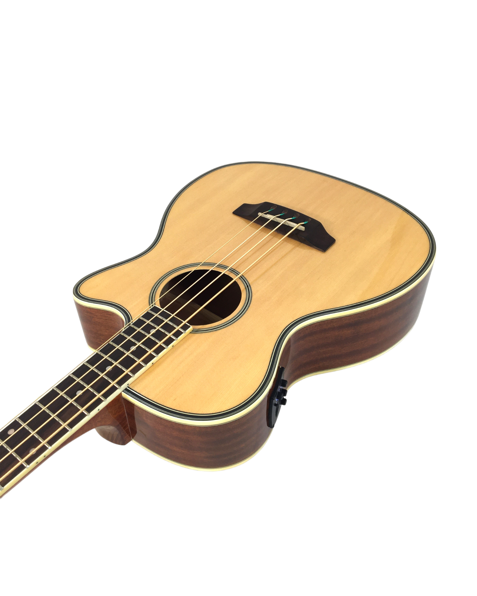 Haze FB711BCEQN44 4-String Electric-Acoustic Bass Guitar, Natural + Free Gig Bag, picks and strap