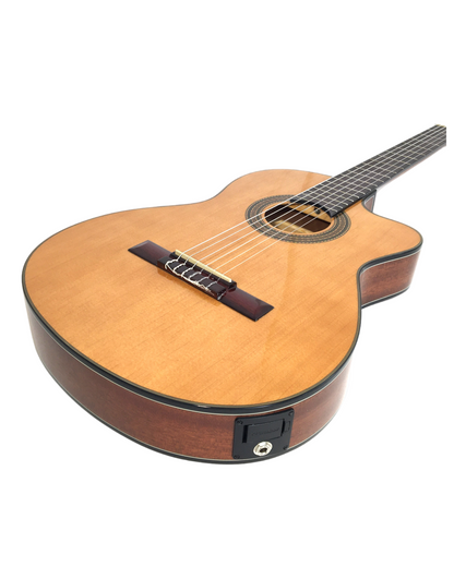 Miguel Rosales Solid Spruce Thin-Body Cutaway Built-In Pickup/Tuner Classical Guitar - Natural C3BCEQSM