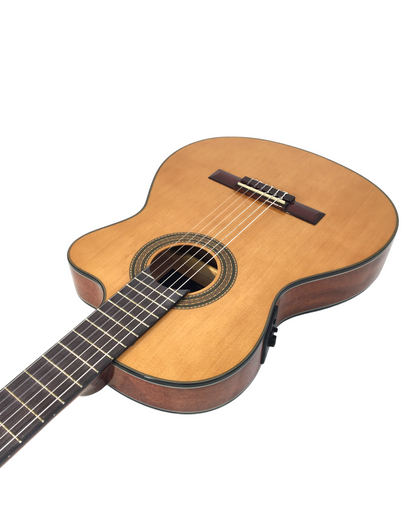 Miguel Rosales Solid Spruce Thin-Body Cutaway Built-In Pickup/Tuner Classical Guitar - Natural C3BCEQSM