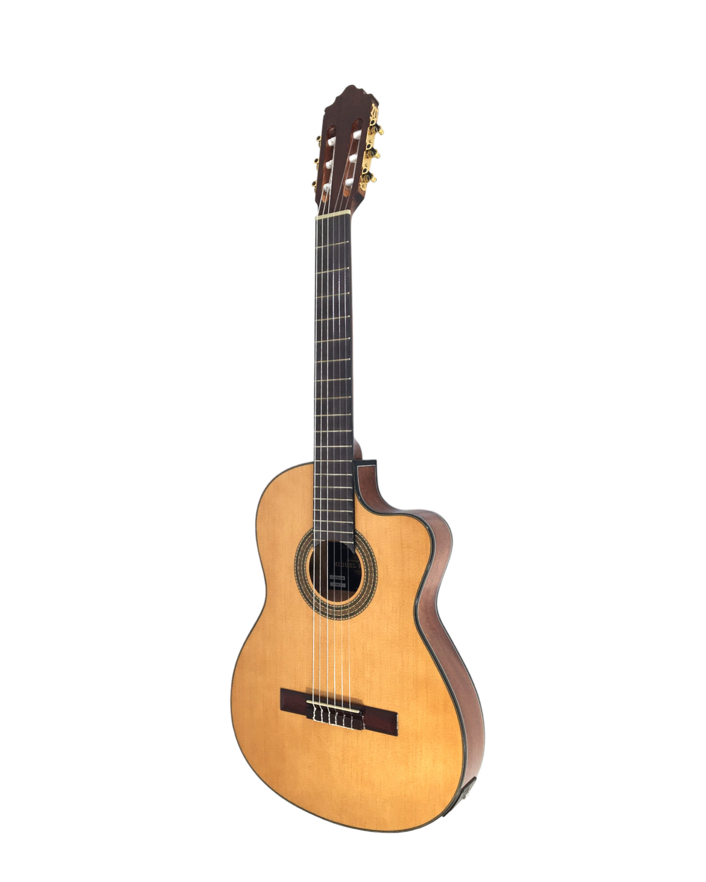 Miguel Rosales Solid Spruce Thin-Body Cutaway Built-In Pickup/Tuner Classical Guitar - Natural C3BCEQSM