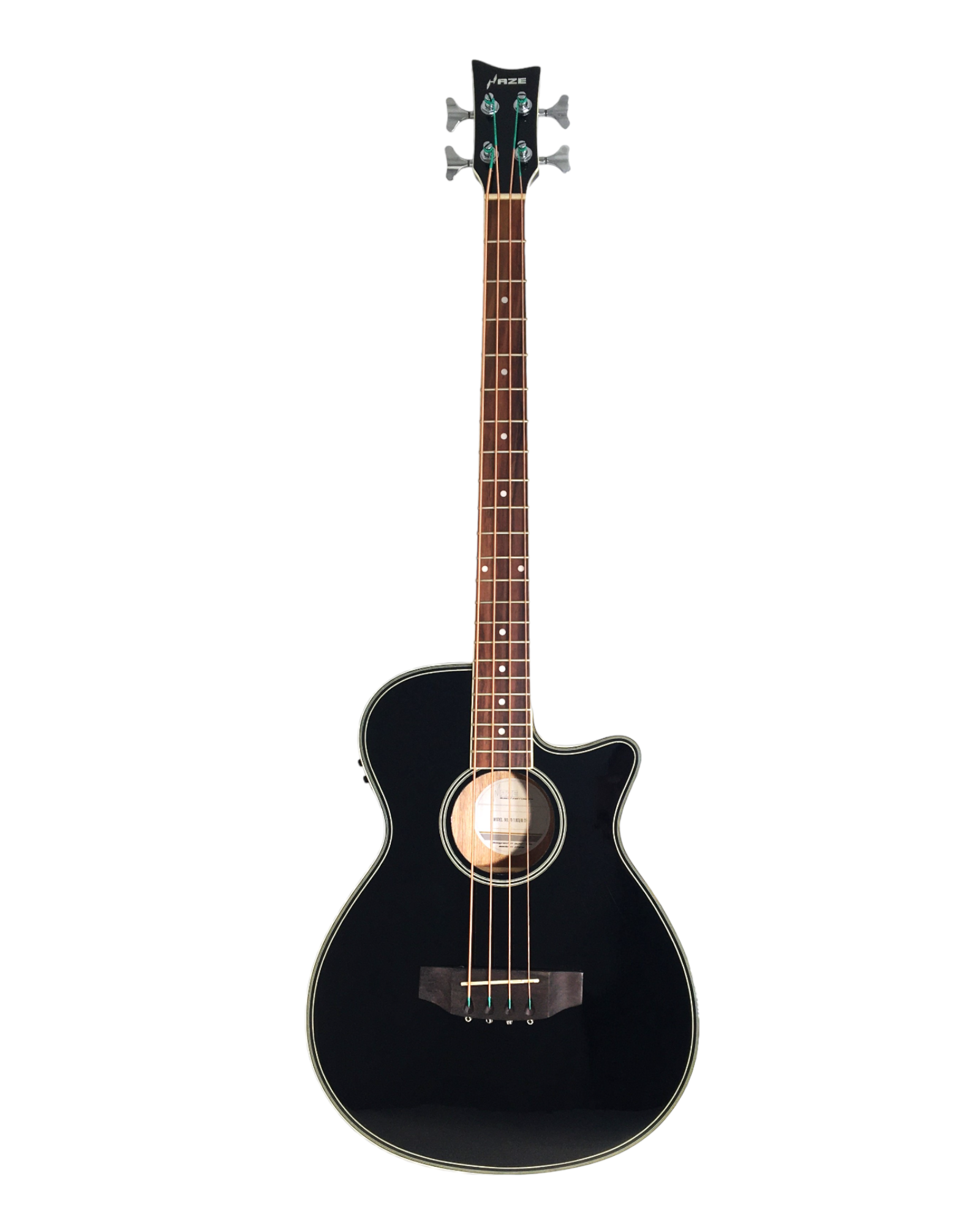 Haze FB711BCEQBK34 4-String Electric-Acoustic Bass Guitar with EQ, comes with bag, picks
