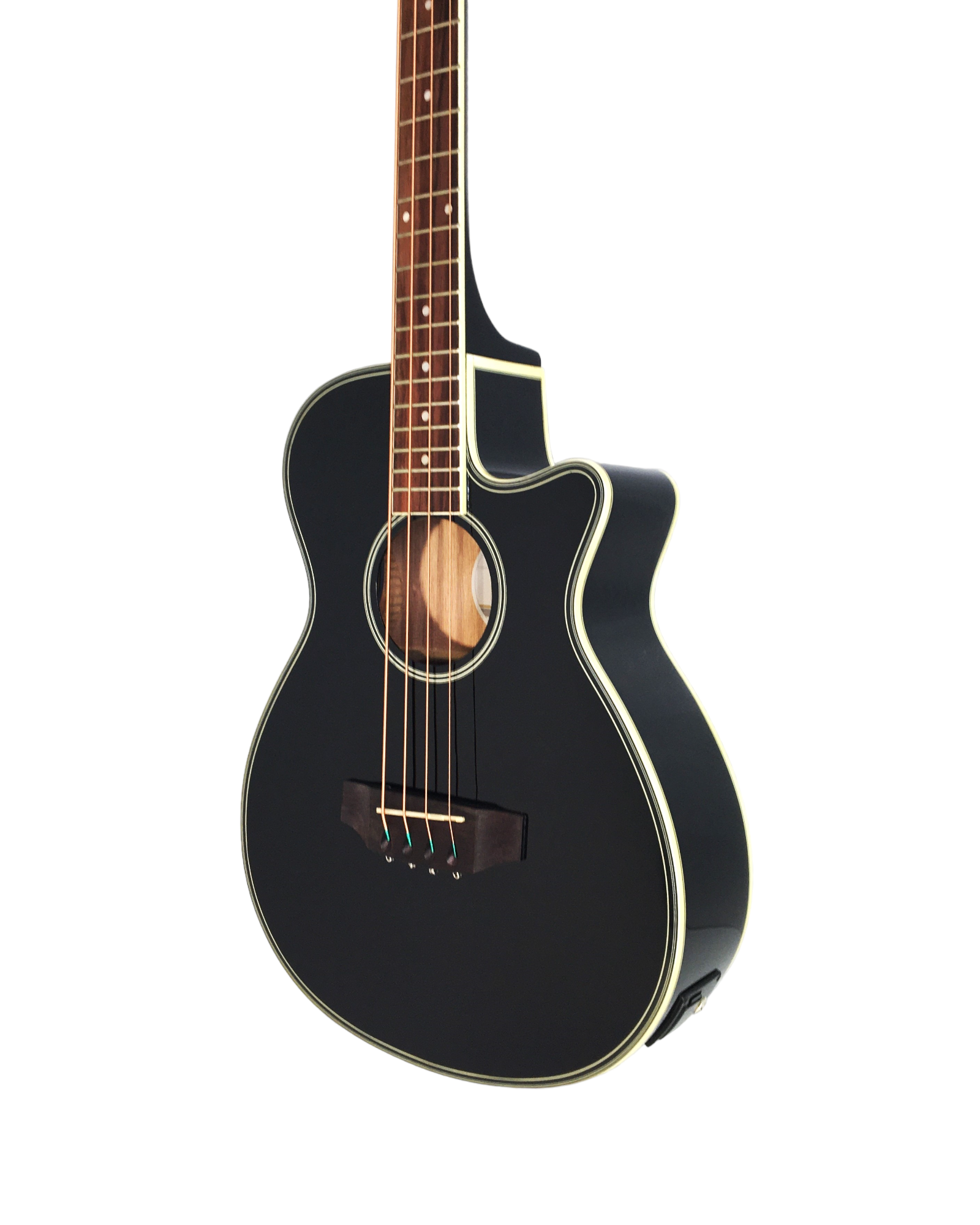 Haze FB711BCEQBK34 4-String Electric-Acoustic Bass Guitar with EQ, comes with bag, picks