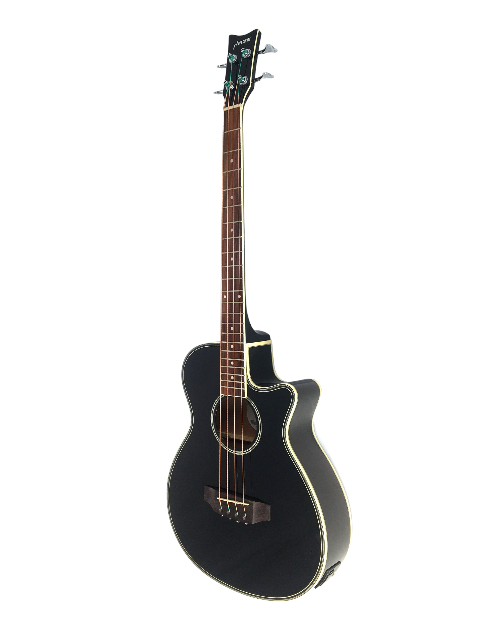Haze FB711BCEQBK34 4-String Electric-Acoustic Bass Guitar with EQ, comes with bag, picks