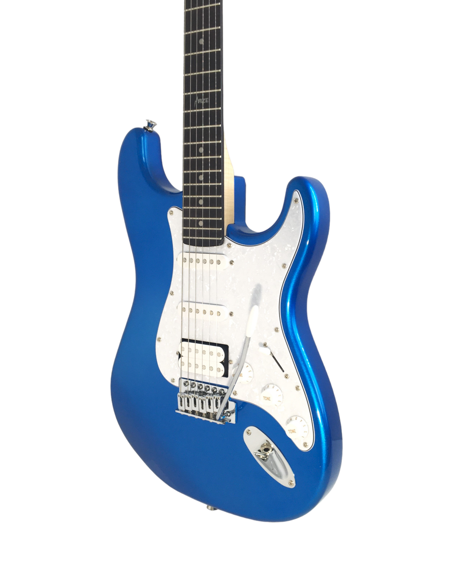 Haze E211 Classic Blue Sapphire/Arctic White HST Electric Guitar Electric Guitar, Amp, Stand Pack!