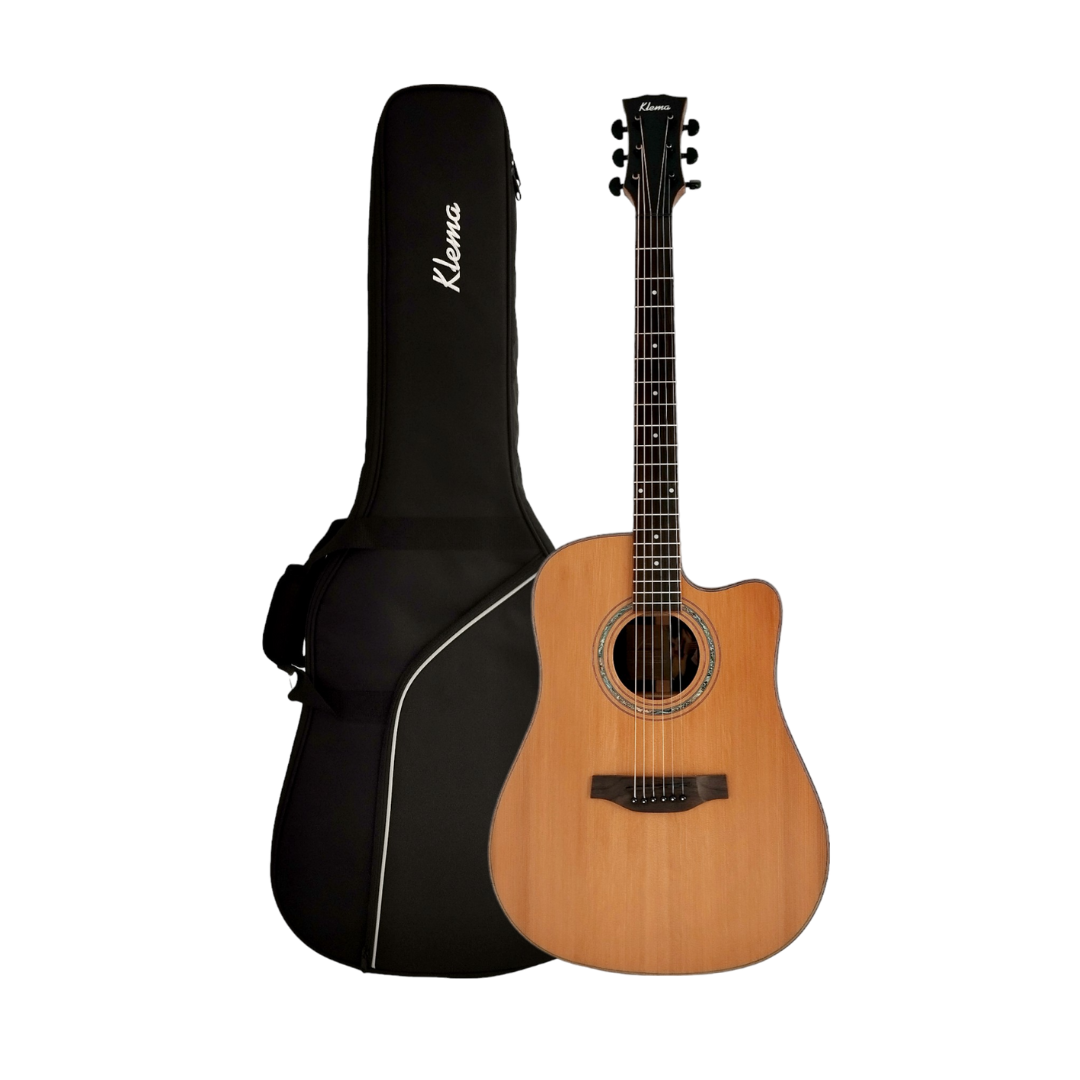 Klema K300DCCE Solid Canadian Cedar Top Indian Rosewood Body Fishman Pickup Acoustic Guitar - Natural