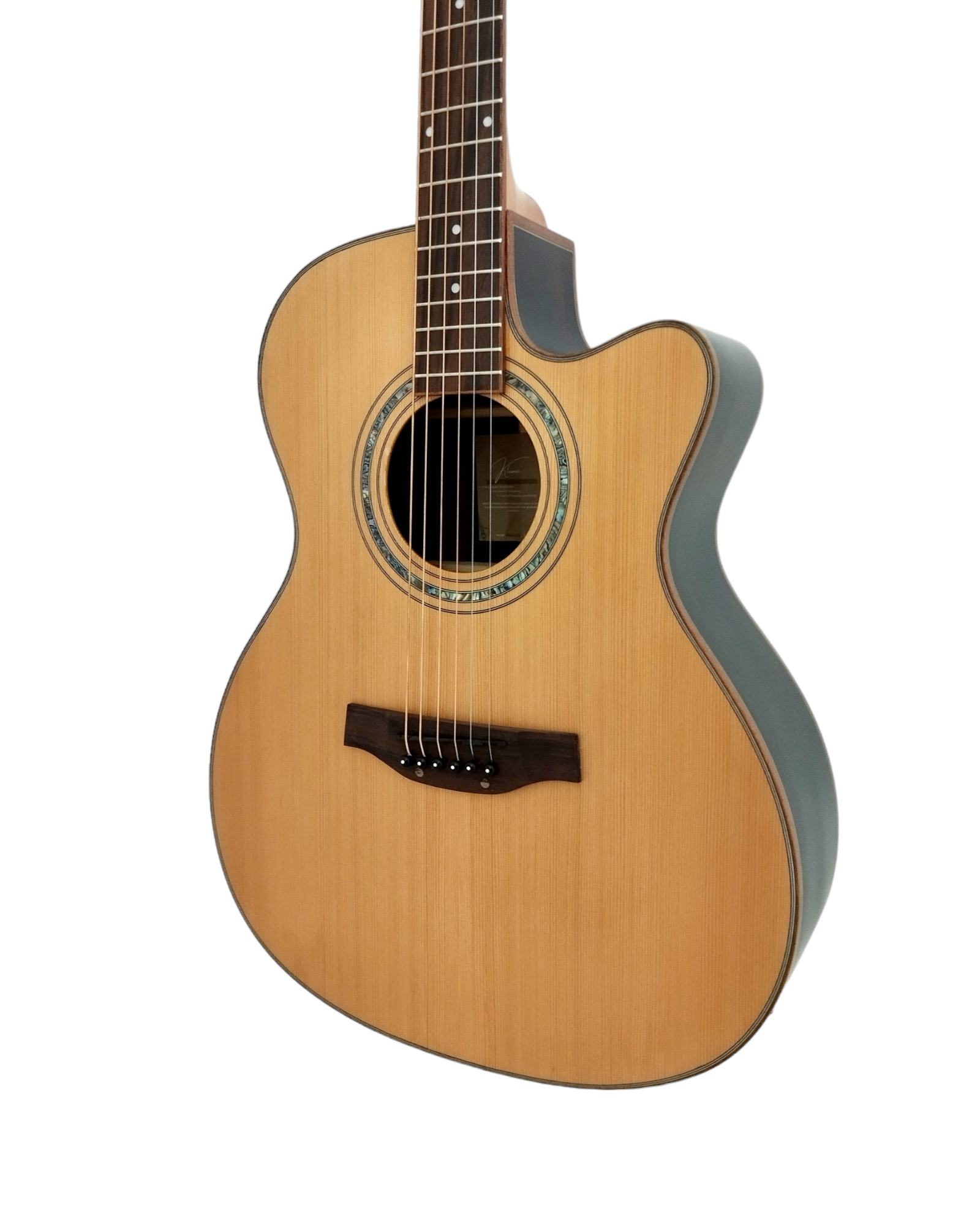 Klema K300JCCE Solid Cedar Top Indian Rosewood Body Fishman Pickup/Tuner Acoustic Guitar - Natural