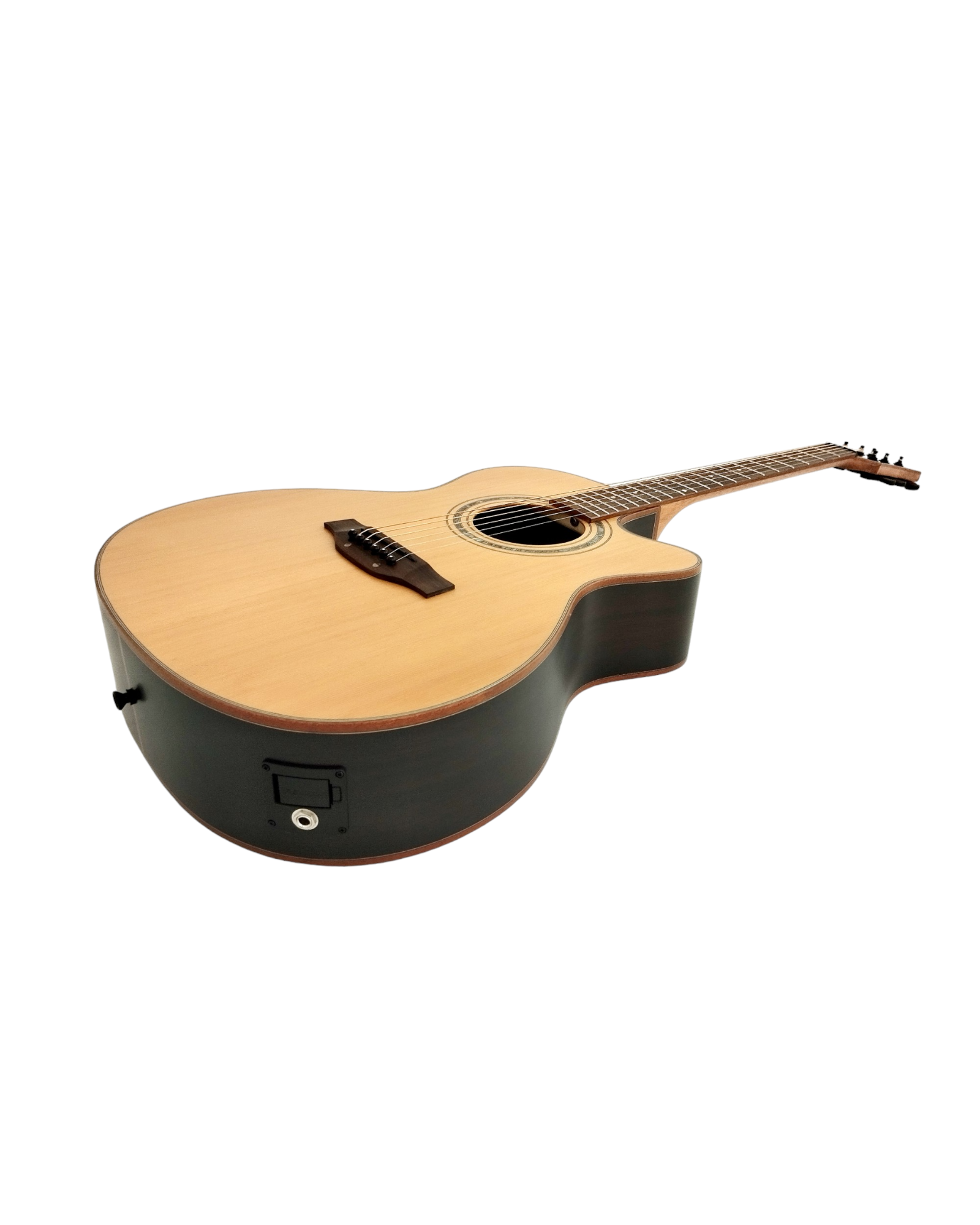 Klema K300JCCE Solid Cedar Top Indian Rosewood Body Fishman Pickup/Tuner Acoustic Guitar - Natural