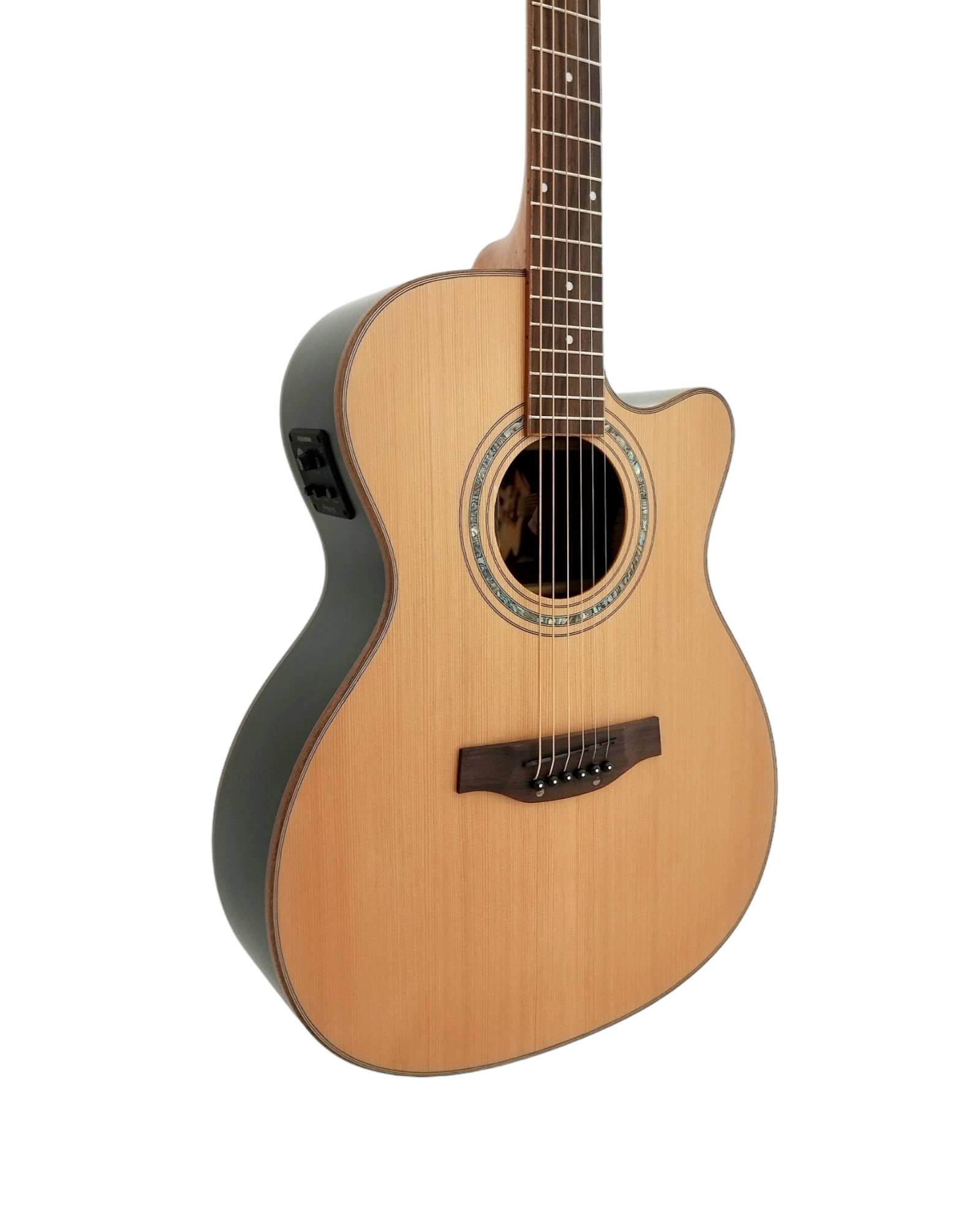 Klema K300JCCE Solid Cedar Top Indian Rosewood Body Fishman Pickup/Tuner Acoustic Guitar - Natural