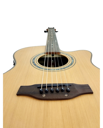 Klema Solid Cedar Top Indian Rosewood Body Fishman Pickup/Tuner Acoustic Guitar - Natural K300JCCE