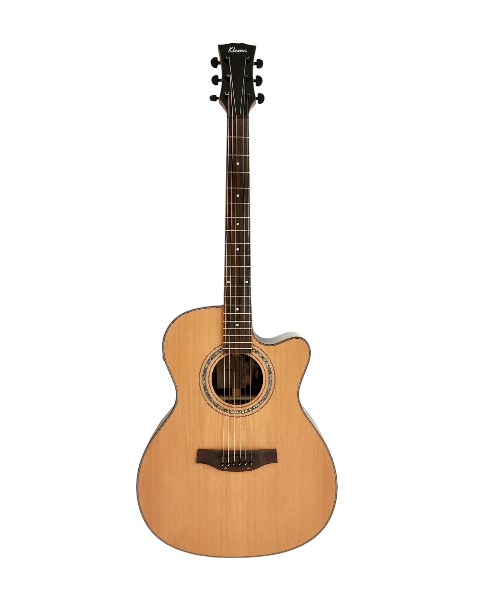 Klema K300JCCE Solid Cedar Top Indian Rosewood Body Fishman Pickup/Tuner Acoustic Guitar - Natural