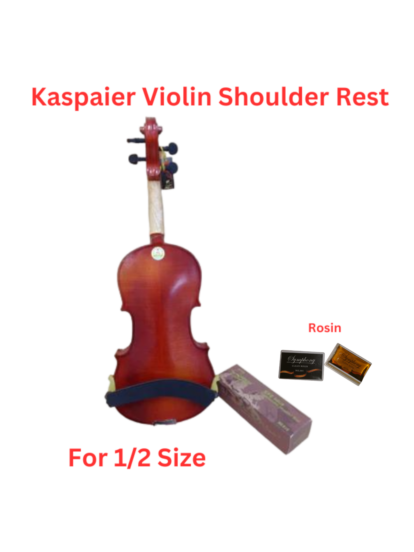 Kapaier KPE520 Economy Model Violin Adjustable Shoulder Rest - 1/2 with Rosin