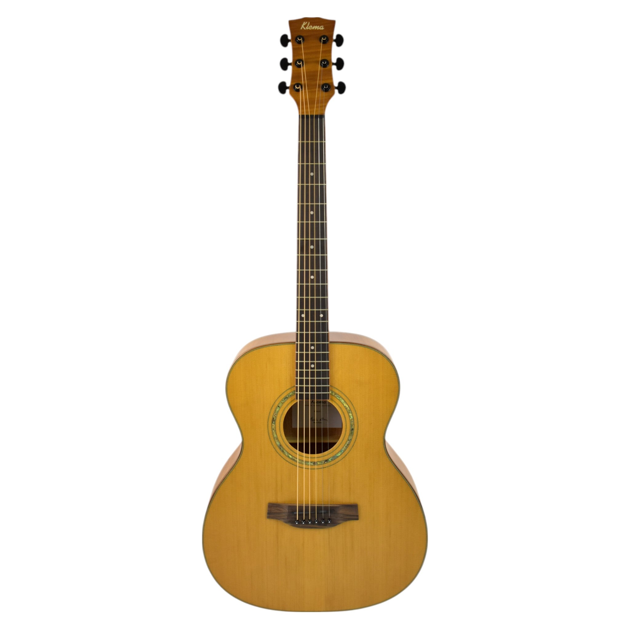 Klema K200JC Solid Canadian Cedar Top Flamed Mahogany Body Jumbo Acoustic Guitar - Natural