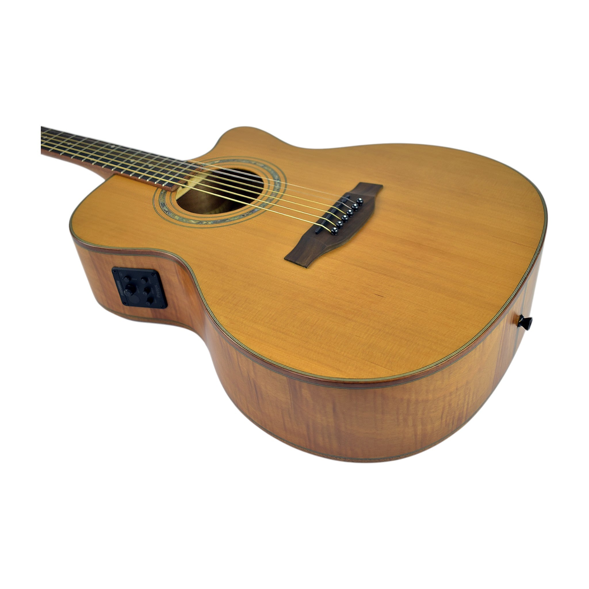 Klema K200JCCE Solid Canadian Cedar Fishman Pickups/Tuner Jumbo Acoustic Guitar - Natural