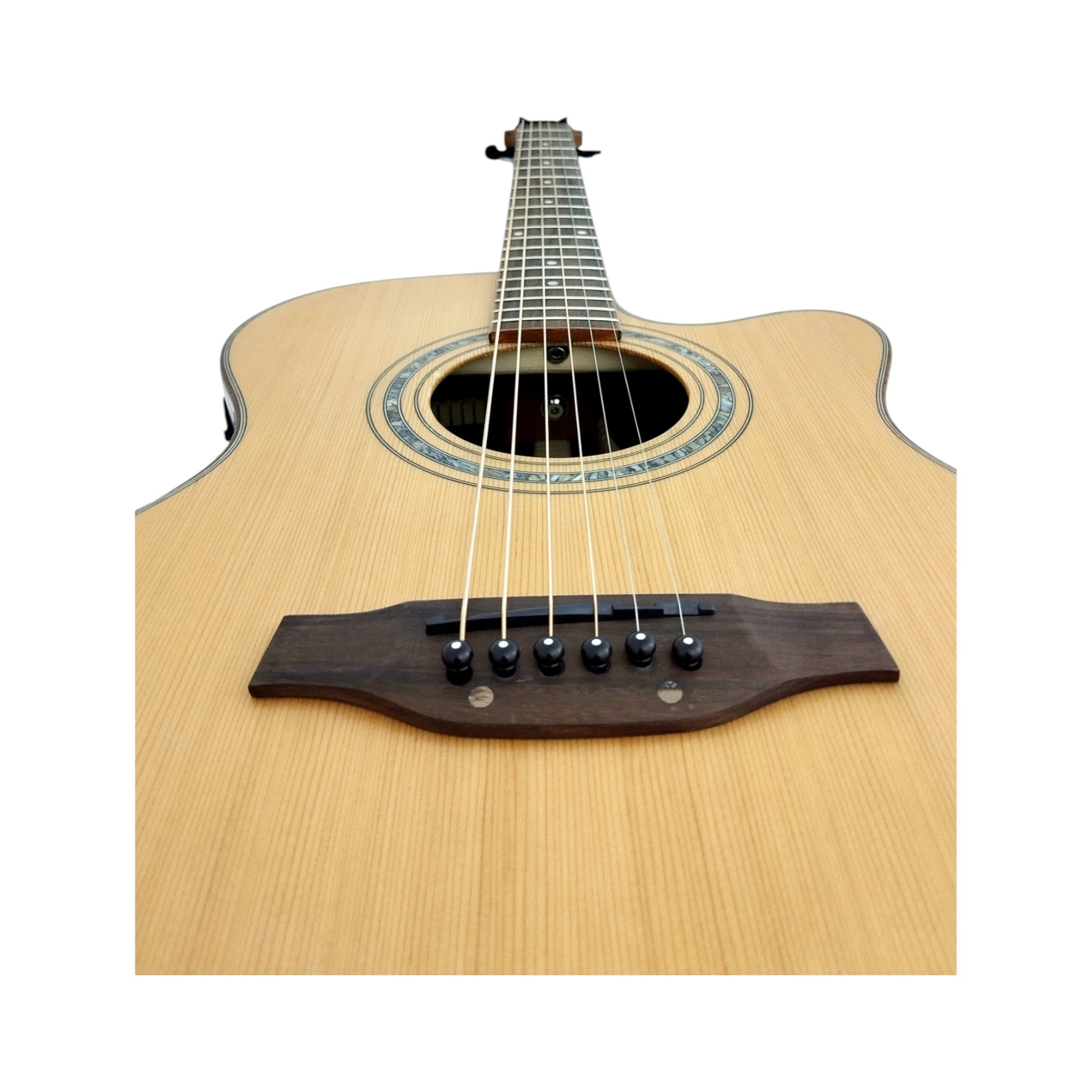 Klema K300JCCE Solid Cedar Top Indian Rosewood Body Fishman Pickup/Tuner Acoustic Guitar - Natural