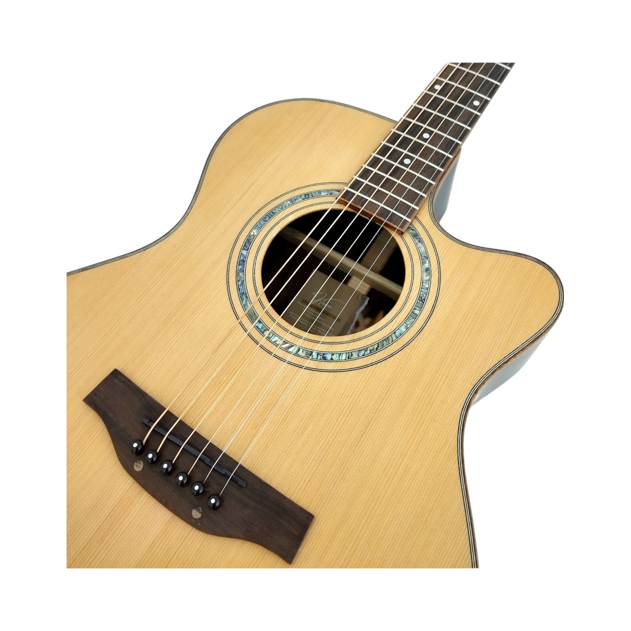 Klema K300JCCE Solid Cedar Top Indian Rosewood Body Fishman Pickup/Tuner Acoustic Guitar - Natural