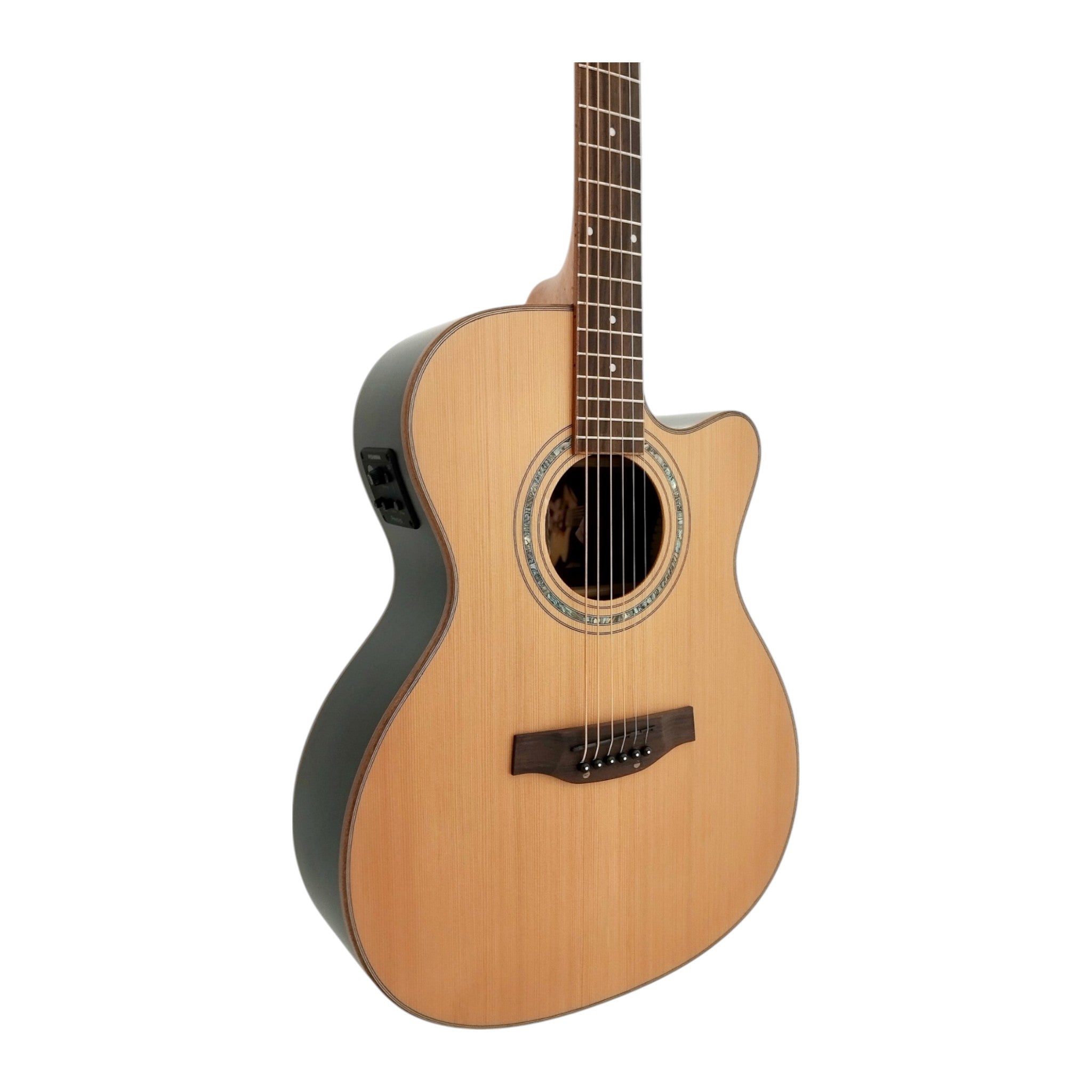 Klema K300JCCE Solid Cedar Top Indian Rosewood Body Fishman Pickup/Tuner Acoustic Guitar - Natural