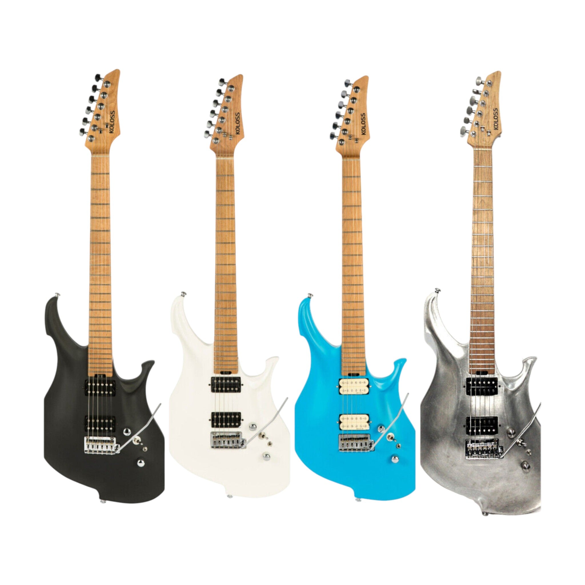 Koloss GT45P Electric Guitar with Chambered Aluminum Body - Black/White/Blue/Natural