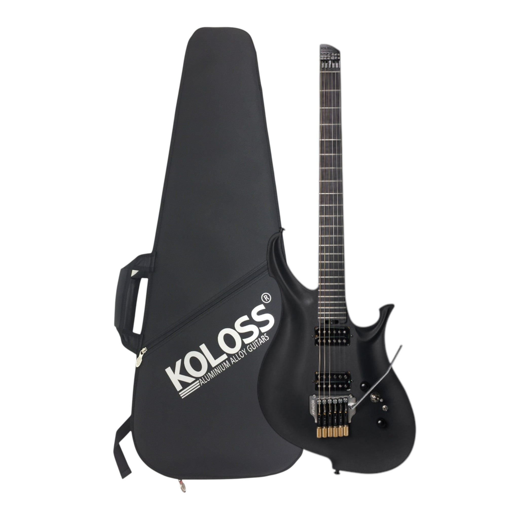 Koloss GT5HMBK Black Headless Electric Guitar with Hollow Aluminum Body