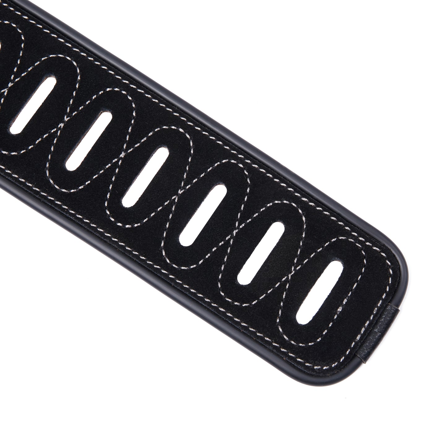 Amumu Embroidered Totem Guitar Strap Black Premium Suede Leather - LE01EBK