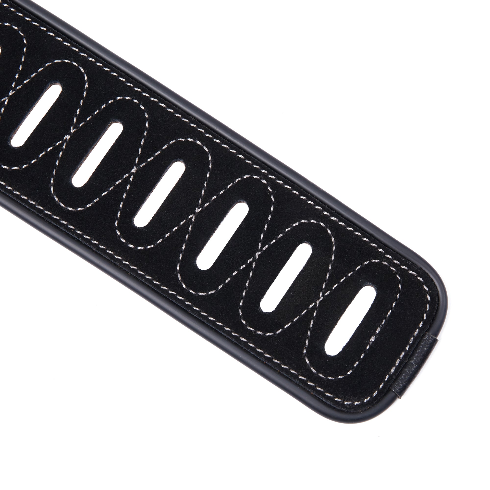 Amumu LE01EBK Embroidered Totem Guitar Strap Black Premium Suede Leather