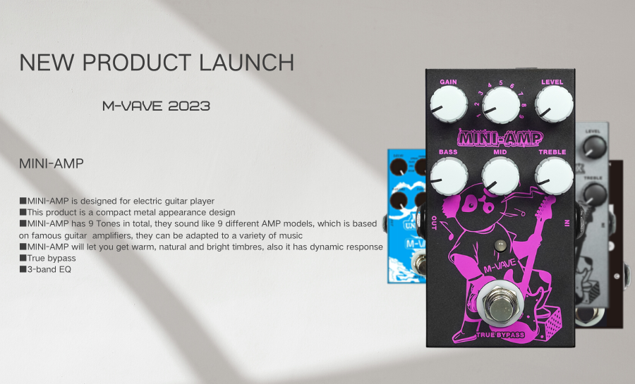 M-VAVE MINI-AMP Pre-amp Simulation Guitar Effect Pedal with Bonus Patch Cables - MINIAMPP014015M