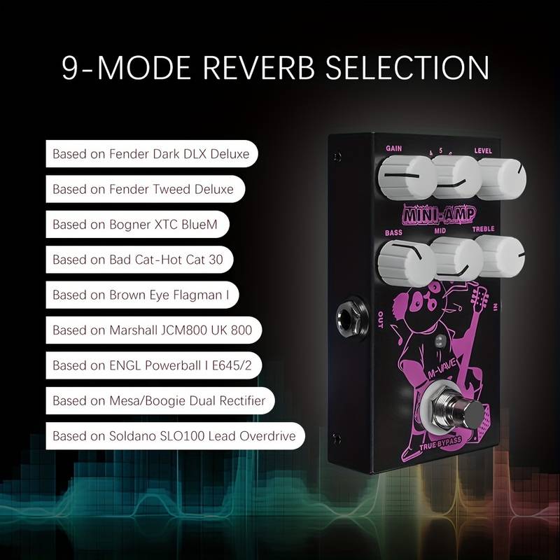 M-VAVE MINI-AMP Pre-amp Simulation Guitar Effect Pedal with Bonus Patch Cables - MINIAMPP014015M