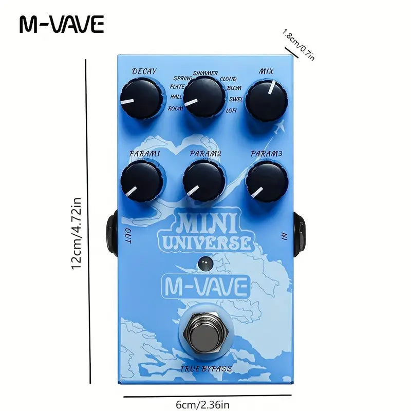 M-VAVE mini universe Electric Guitar Reverb Effects Pedal True Bypass Design Metal Case with Bonus Patch Cables - MINIUNIVERSEP014015M