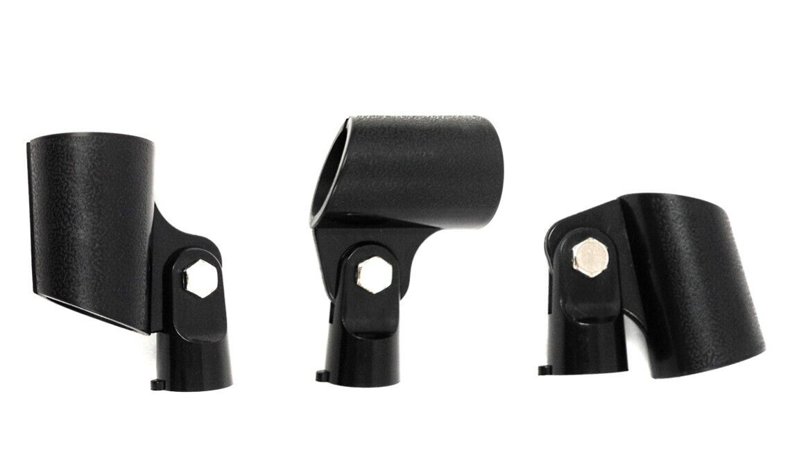 Haze MS043 Hard Plastic Microphone Clip/Holder - Black, 5/8" Thread