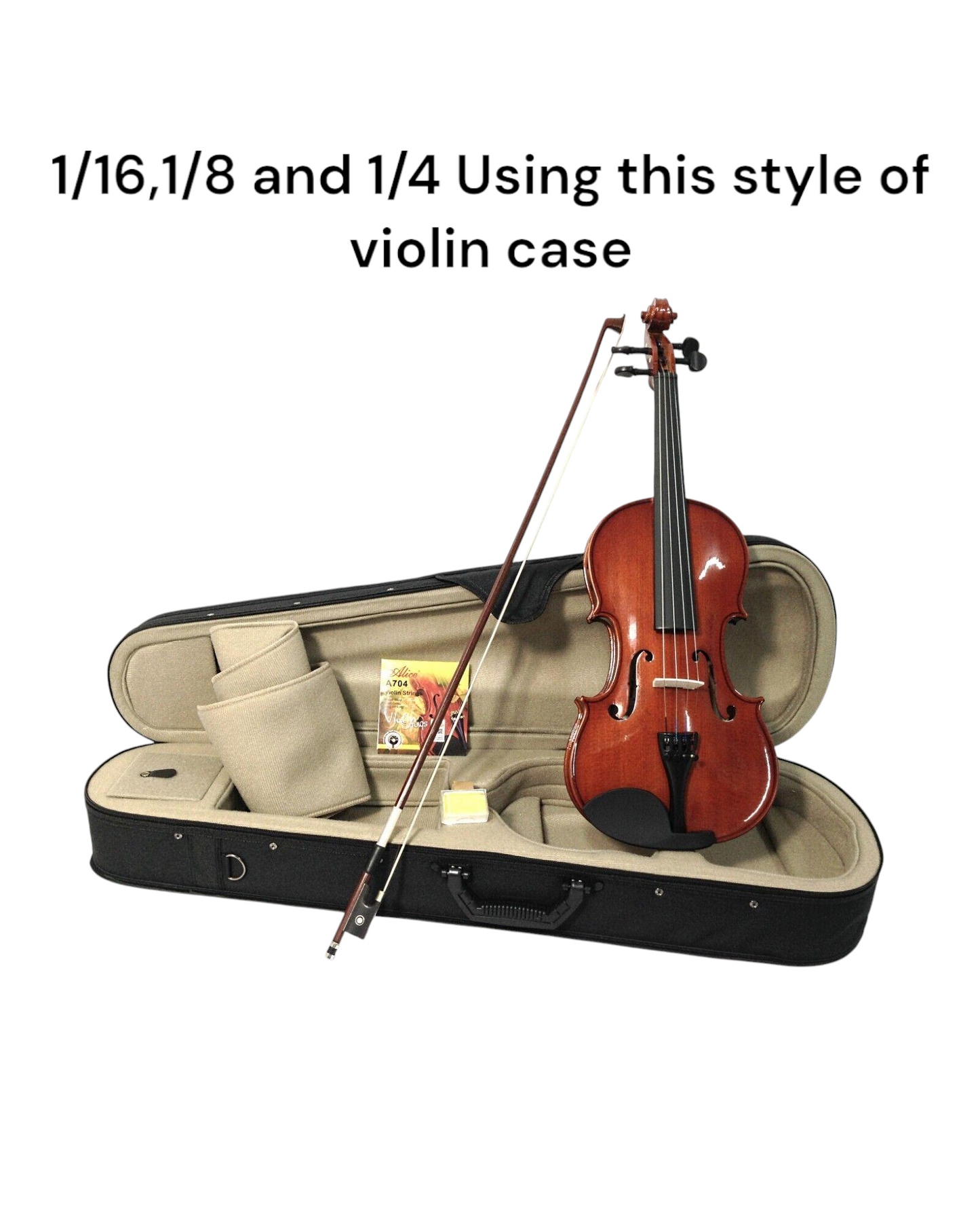 Caraya MV001 4/4-1/16 size Violin outfit w/Extra strings, Foam Hard Case, Bow, Rosin