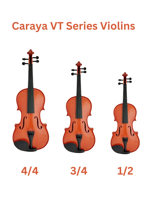 Caraya MV001VT 4/4,3/4,1/2 size Violin outfit w/Extra strings, Foam Hard Case, Bow, Rosin