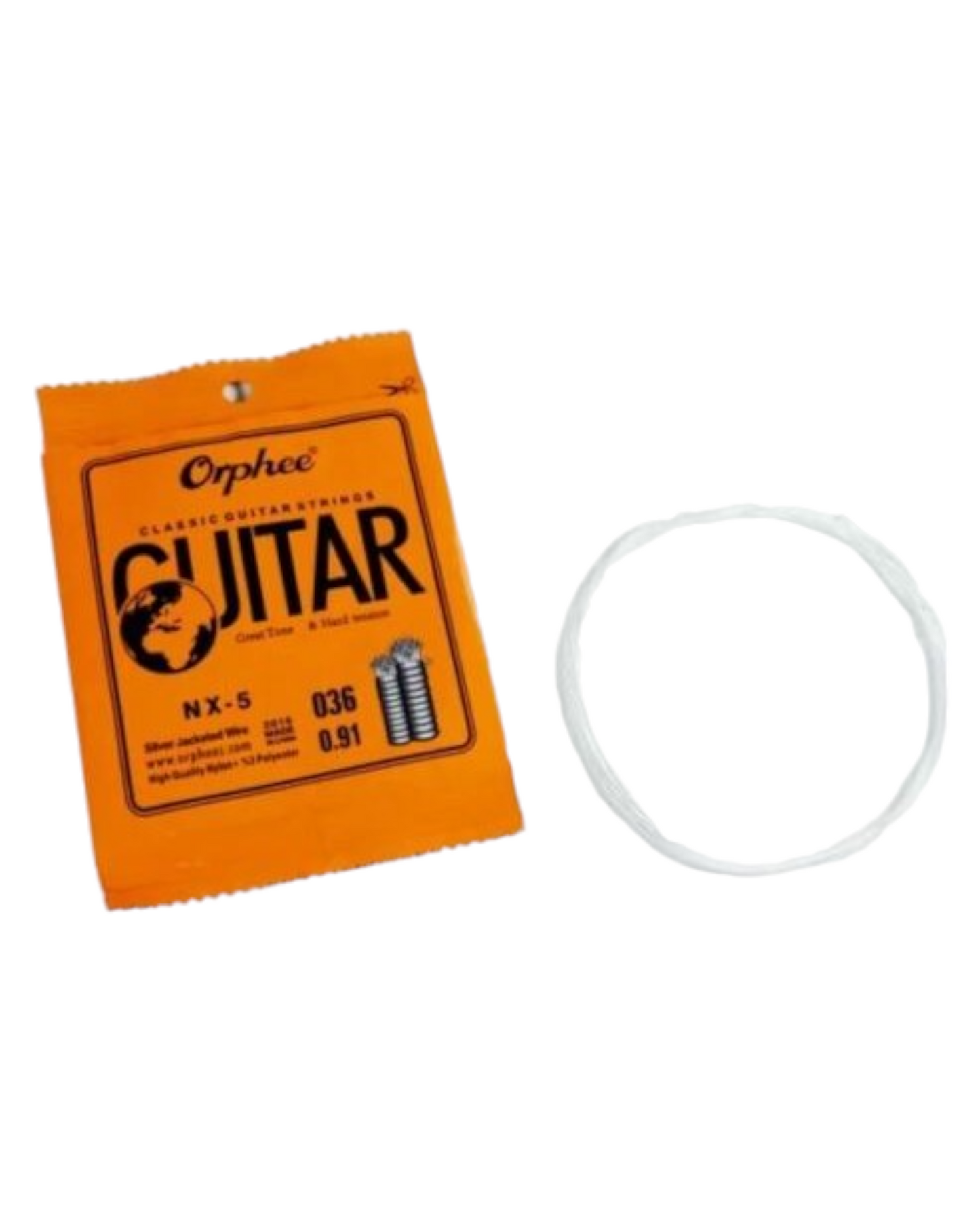 Classical string NX-5 Clear Nylon Core Silver Plated Single string,  .036 inch