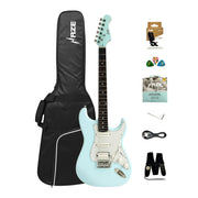 Haze E211 Sonic Blue HST Electric Guitar with Accessories + 10W Amp (Optional)