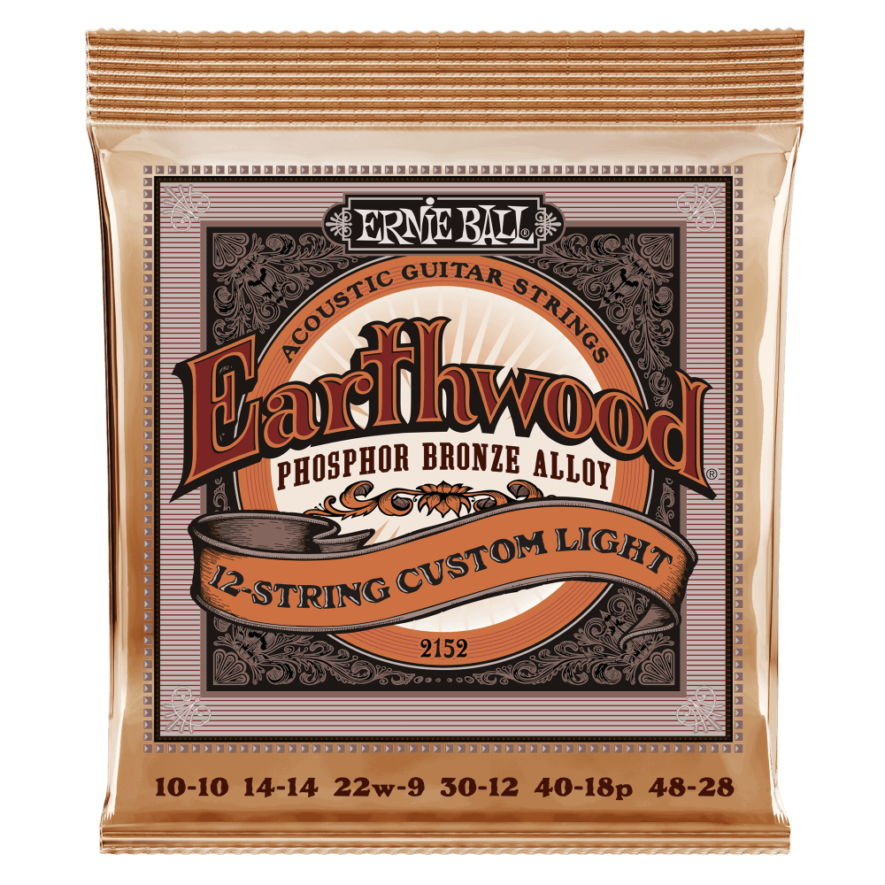 Ernie Ball Custom Light Earthwood Phosphor Bronze 12-String Acoustic Guitar Strings 10-48 Gauge | P02152