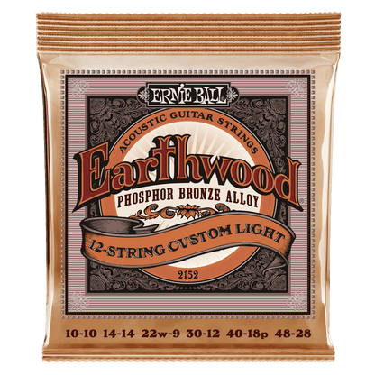 Ernie Ball Custom Light Earthwood Phosphor Bronze 12-String Acoustic Guitar Strings 10-48 Gauge | P02152