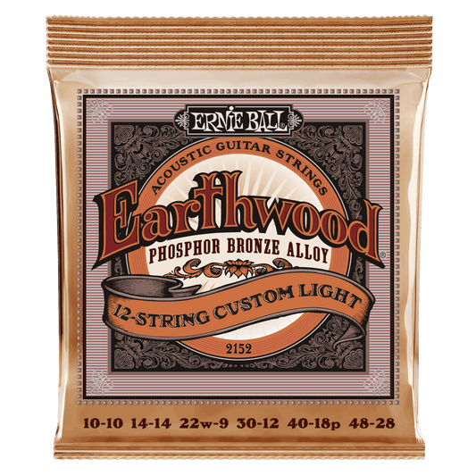 Ernie Ball Custom Light Earthwood Phosphor Bronze 12-String Acoustic Guitar Strings 10-48 Gauge | P02152