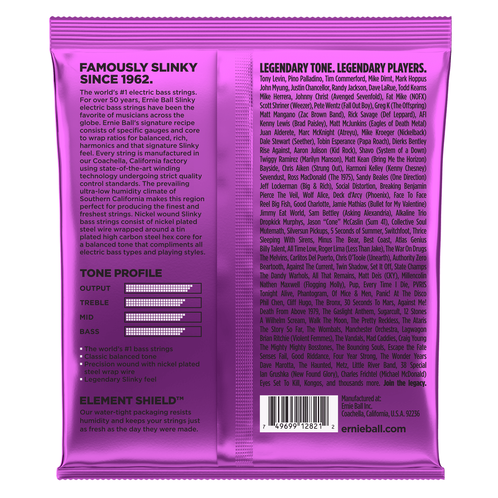 Ernie Ball Power Slinky Nickel Wound 5-String Electric Bass Strings 50-135 Gauge | P02821
